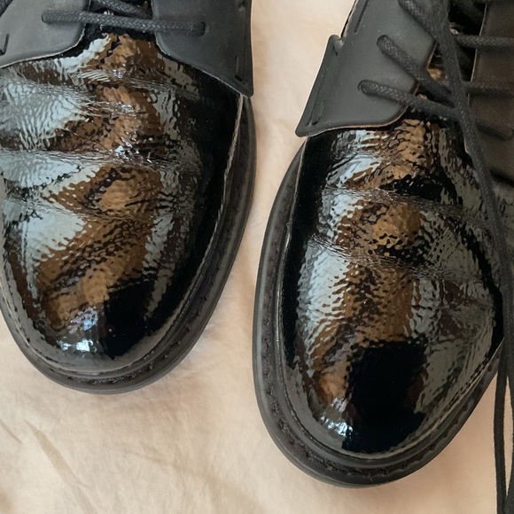 Franco Sarto Women's Sendra Lug Sole Derby shoes in black patent leather, 9 - Picture 3 of 8